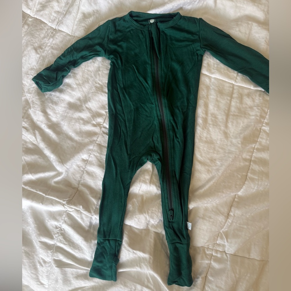 Emerald Green bamboo dreamland baby 2 way zipper onesie